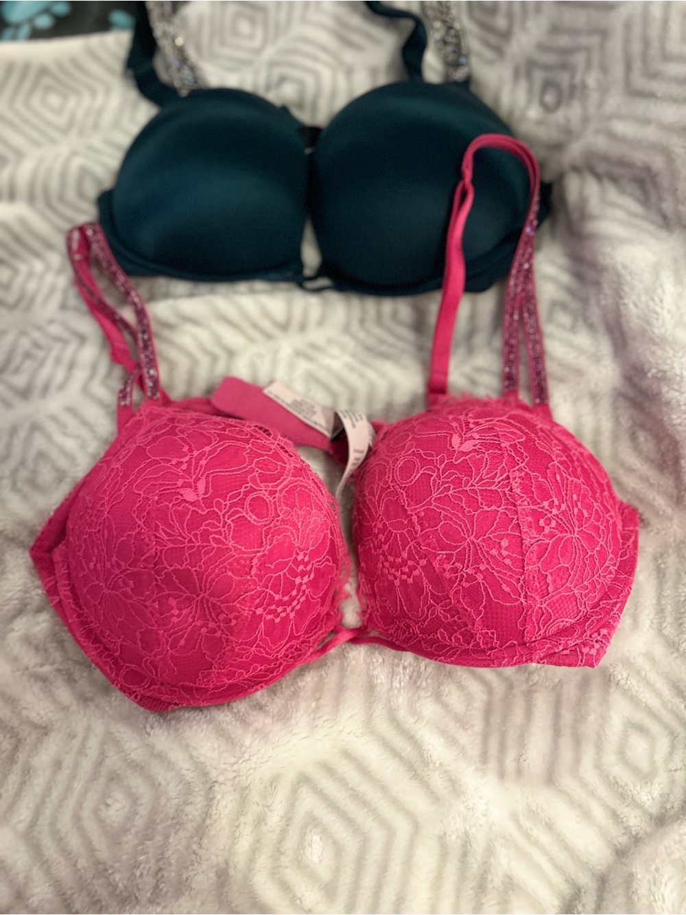 Victoria's Secret Lace Push-Up Bra - Bright Pink